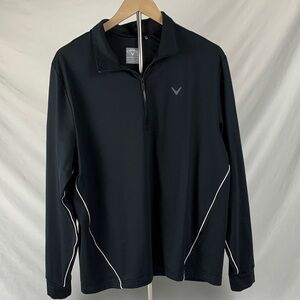 Callaway Black Quarter Zip Weather Series Golf Polo with White Piping Size M